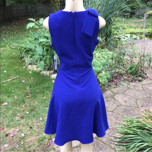 A line ELIZA Jroyal blue dress NWT 10 Shoulder bow - Picture 3 of 9